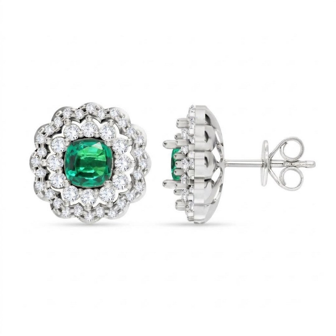 LG - 14K 0.96CT D-EARRING LDS CUSC/RDS CERTIFIED EME CUSHION 0.59